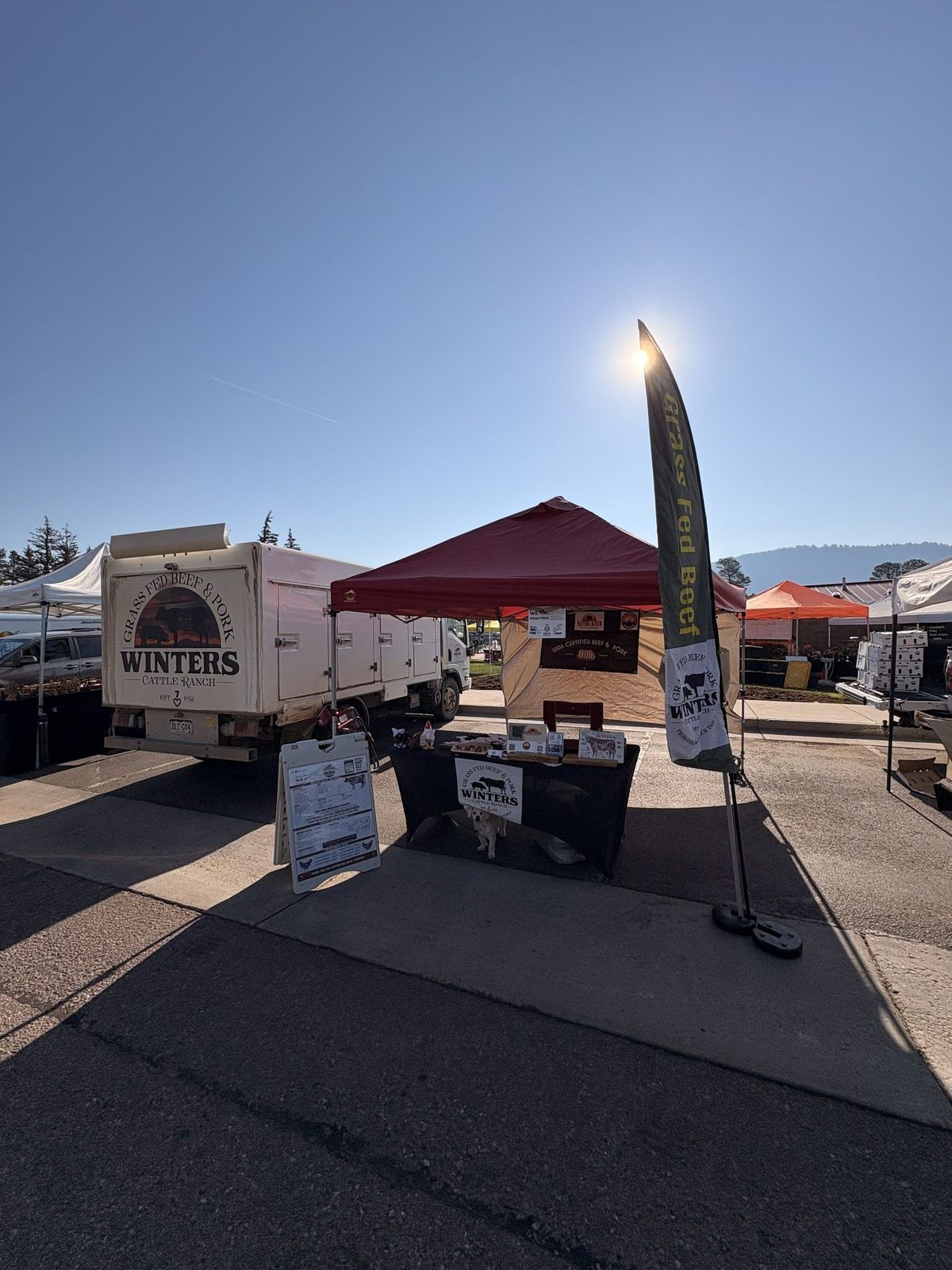 Winters Ranch booth at a Colorado farmers market