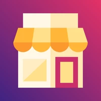 Illustration for Winters Cattle Ranch Store Pickup: a small storefront with a yellow-and-orange striped awning, left window, right door, set against a purple-to-pink gradient background.